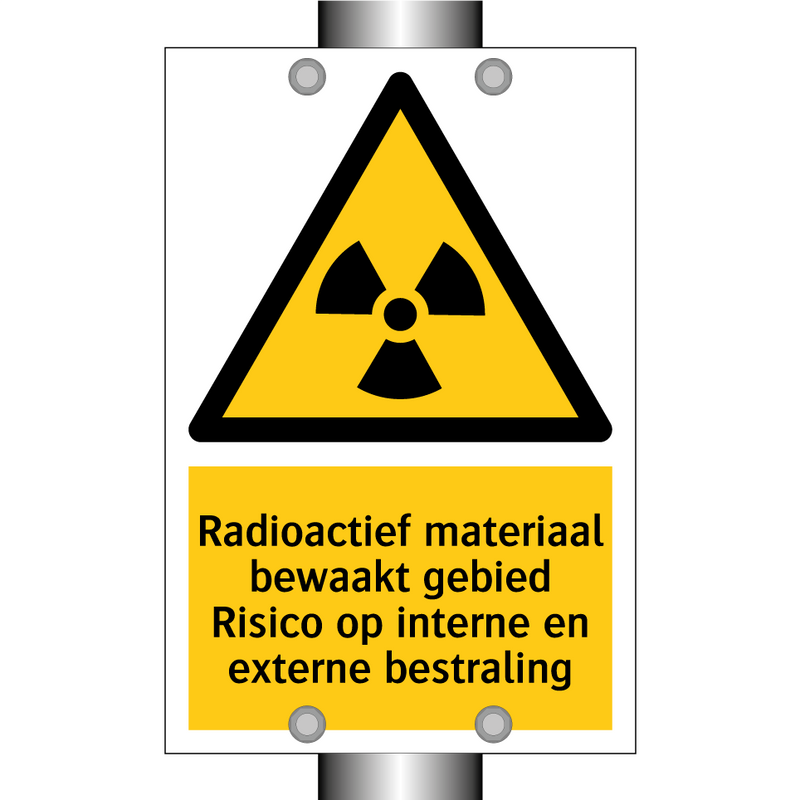 Radioactief materiaal bewaakt gebied Risico op interne en externe bestraling