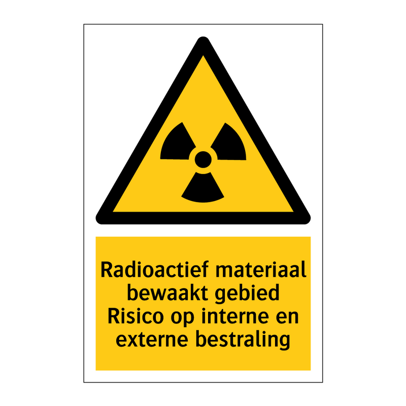 Radioactief materiaal bewaakt gebied Risico op interne en externe bestraling