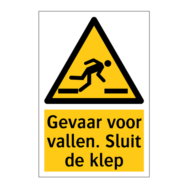 Gevaar voor vallen. Sluit de klep