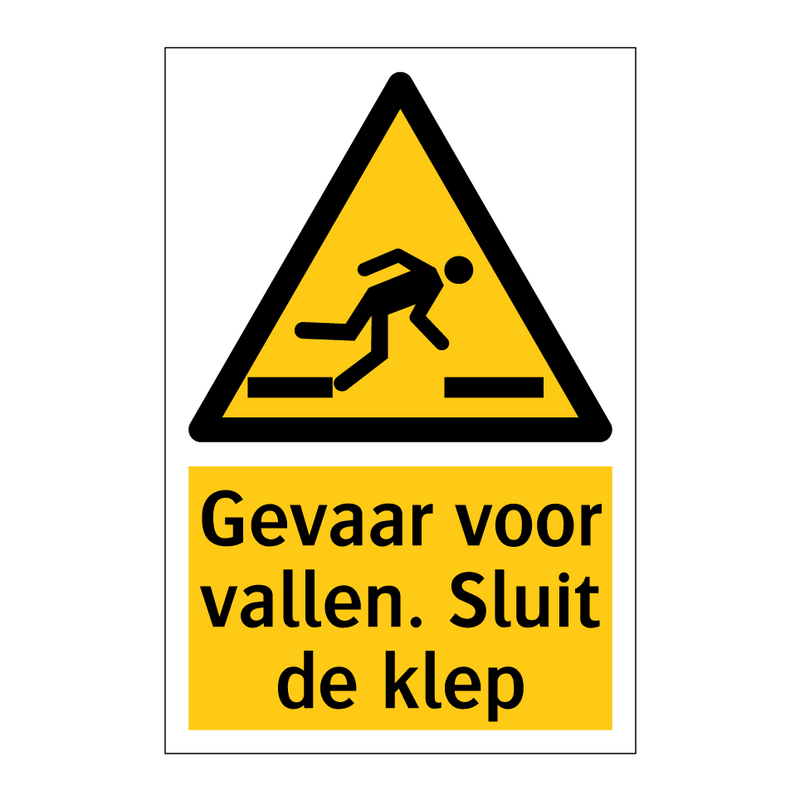 Gevaar voor vallen. Sluit de klep