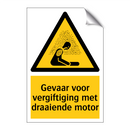 Gevaar voor vergiftiging met draaiende motor