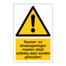 Toevoer- en afvoeropeningen moeten altijd volledig open worden gehouden!