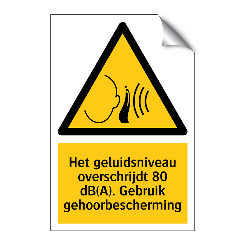 Het geluidsniveau overschrijdt 80 dB(A). Gebruik gehoorbescherming