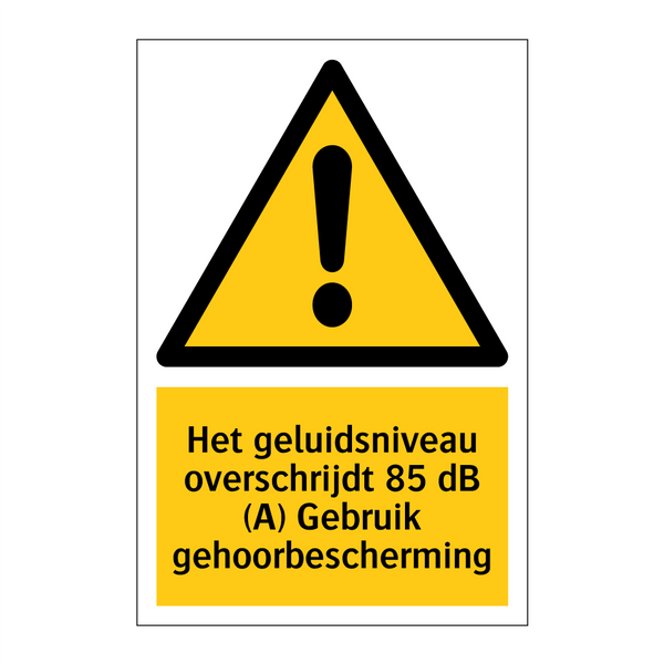 Het geluidsniveau overschrijdt 85 dB (A) Gebruik gehoorbescherming