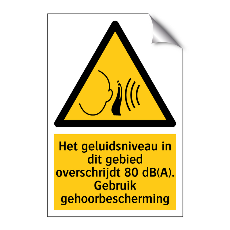Het geluidsniveau in dit gebied overschrijdt 80 dB(A). Gebruik gehoorbescherming