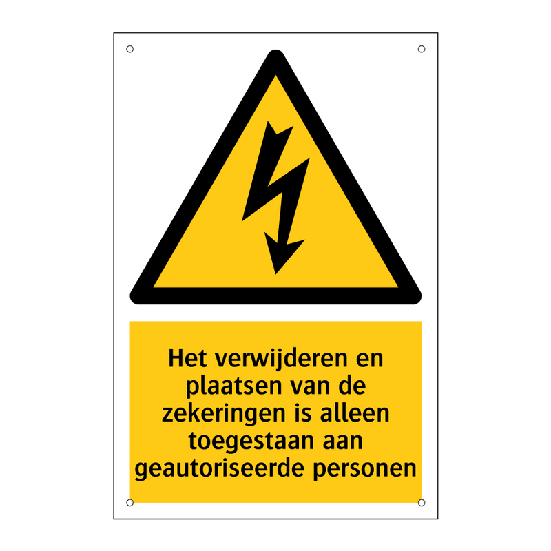 Het verwijderen en plaatsen van de zekeringen is alleen toegestaan aan geautoriseerde personen