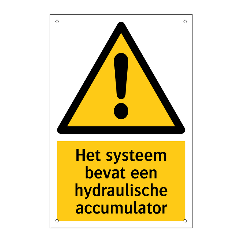 Het systeem bevat een hydraulische accumulator