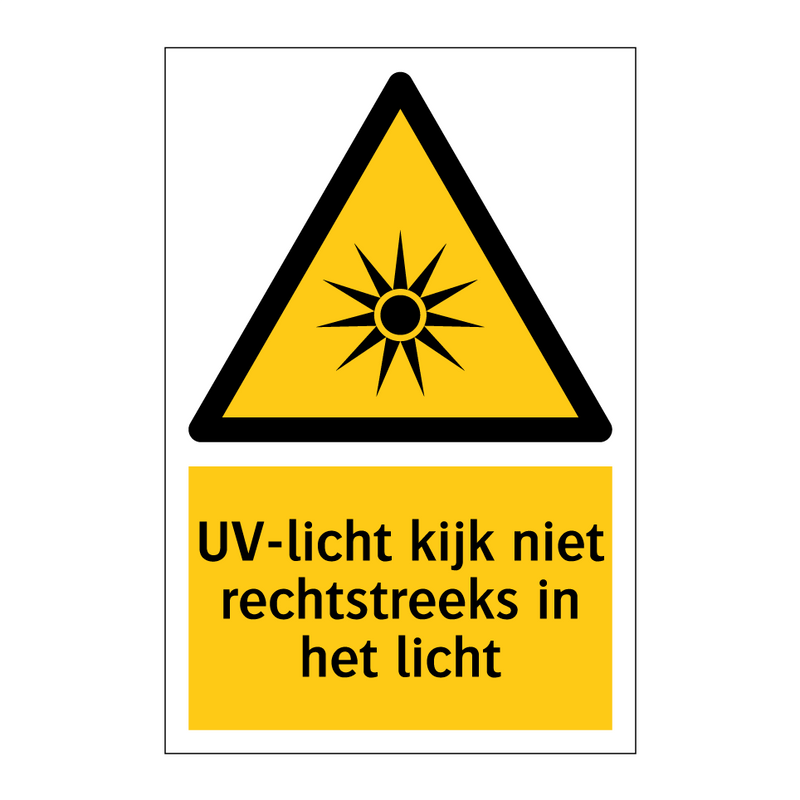UV-licht kijk niet rechtstreeks in het licht