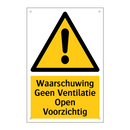Waarschuwing Geen Ventilatie Open Voorzichtig