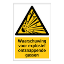 Waarschuwing voor explosief ontsnappende gassen