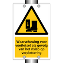 Waarschuwing voor voetletsel als gevolg van het risico op verplettering
