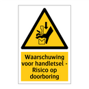 Waarschuwing voor handletsel - Risico op doorboring