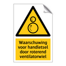 Waarschuwing voor handletsel door roterend ventilatorwiel