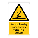 Waarschuwing voor ondiep water (Niet duiken)
