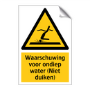 Waarschuwing voor ondiep water (Niet duiken)