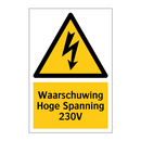 Waarschuwing Hoge Spanning 230V
