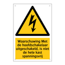 Waarschuwing Met de hoofdschakelaar uitgeschakeld, is niet de hele kast spanningsvrij