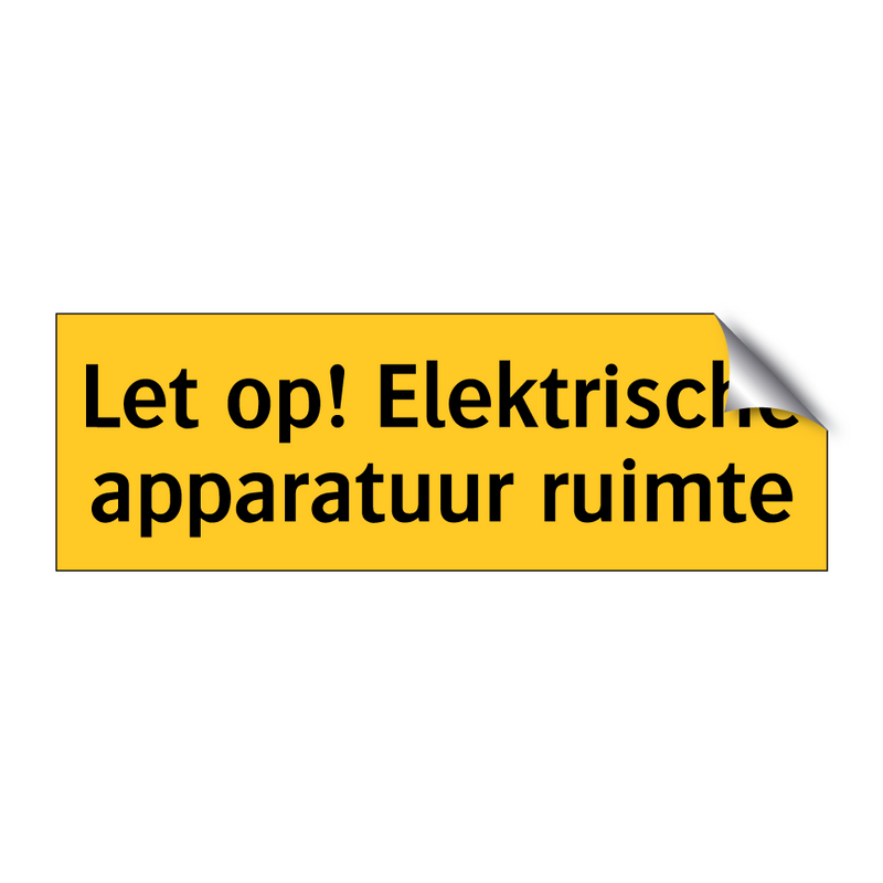 Let op! Elektrische apparatuur ruimte