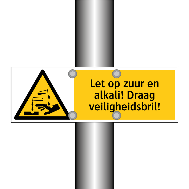 Let op zuur en alkali! Draag veiligheidsbril!