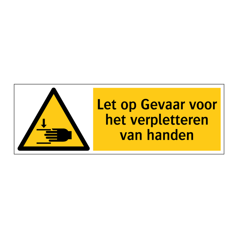 Let op Gevaar voor het verpletteren van handen