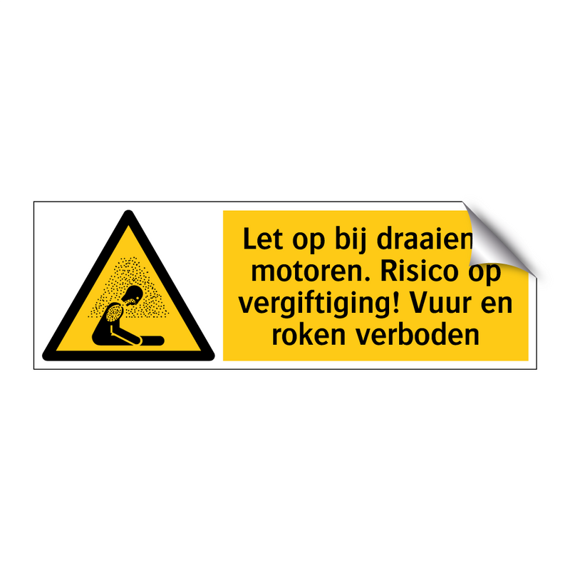 Let op bij draaiende motoren. Risico op vergiftiging! Vuur en roken verboden
