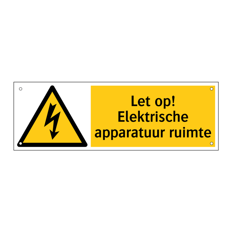 Let op! Elektrische apparatuur ruimte