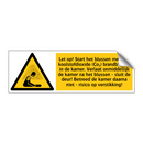 Let op! Start het blussen met een koolstofdioxide (Co₂) brandblusser in de kamer. Verlaat onmiddellijk de kamer na het blussen - sluit de deur! Betreed de kamer daarna niet - risico op verstikking!