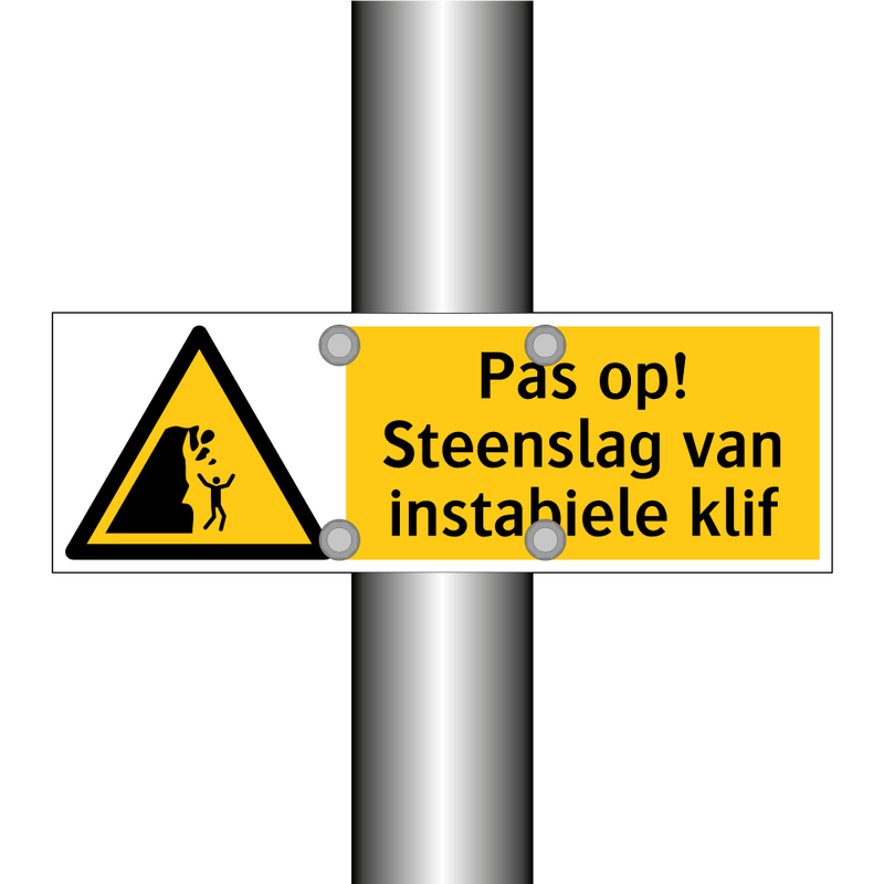 Pas op! Steenslag van instabiele klif