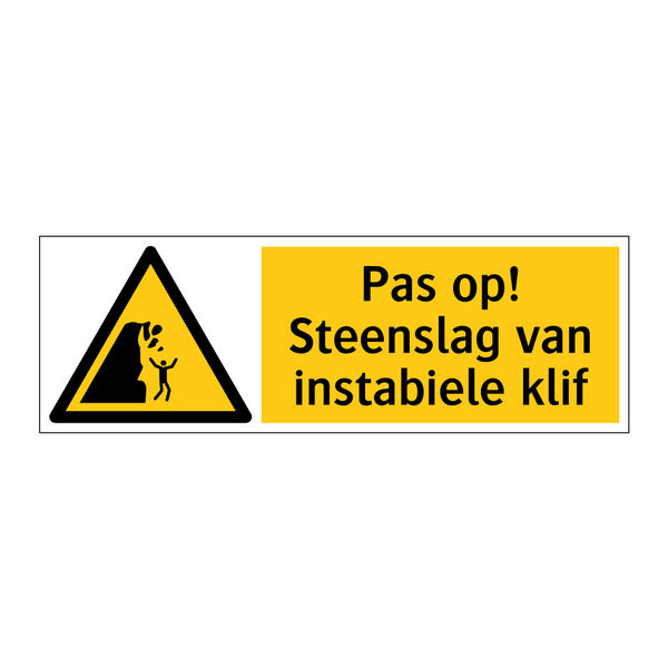 Pas op! Steenslag van instabiele klif