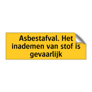 Asbestafval. Het inademen van stof is gevaarlijk