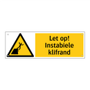 Let op! Instabiele klifrand