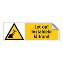 Let op! Instabiele klifrand