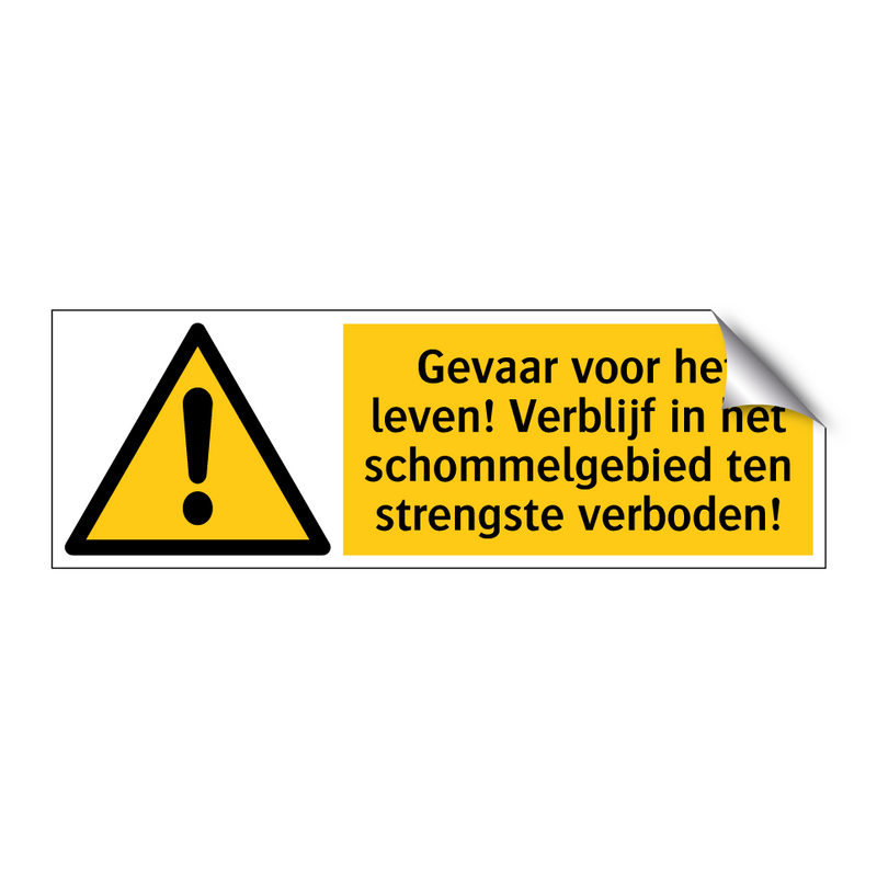 Gevaar voor het leven! Verblijf in het schommelgebied ten strengste verboden!
