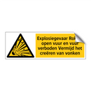 Explosiegevaar Roken, open vuur en vuur verboden Vermijd het creëren van vonken