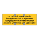 Let op! Risico op explosie. Fittingen en afdichtingen /.../