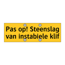 Pas op! Steenslag van instabiele klif