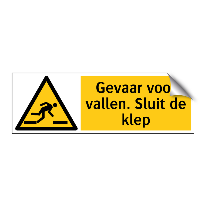 Gevaar voor vallen. Sluit de klep