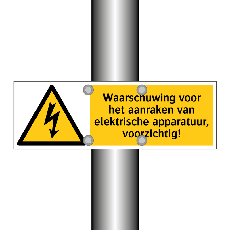 Waarschuwing voor het aanraken van elektrische apparatuur, voorzichtig!